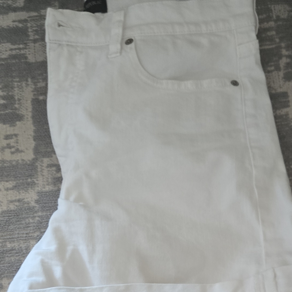Banana Republic White Jean Shorts High-Waisted Cuffed - Picture 10 of 10